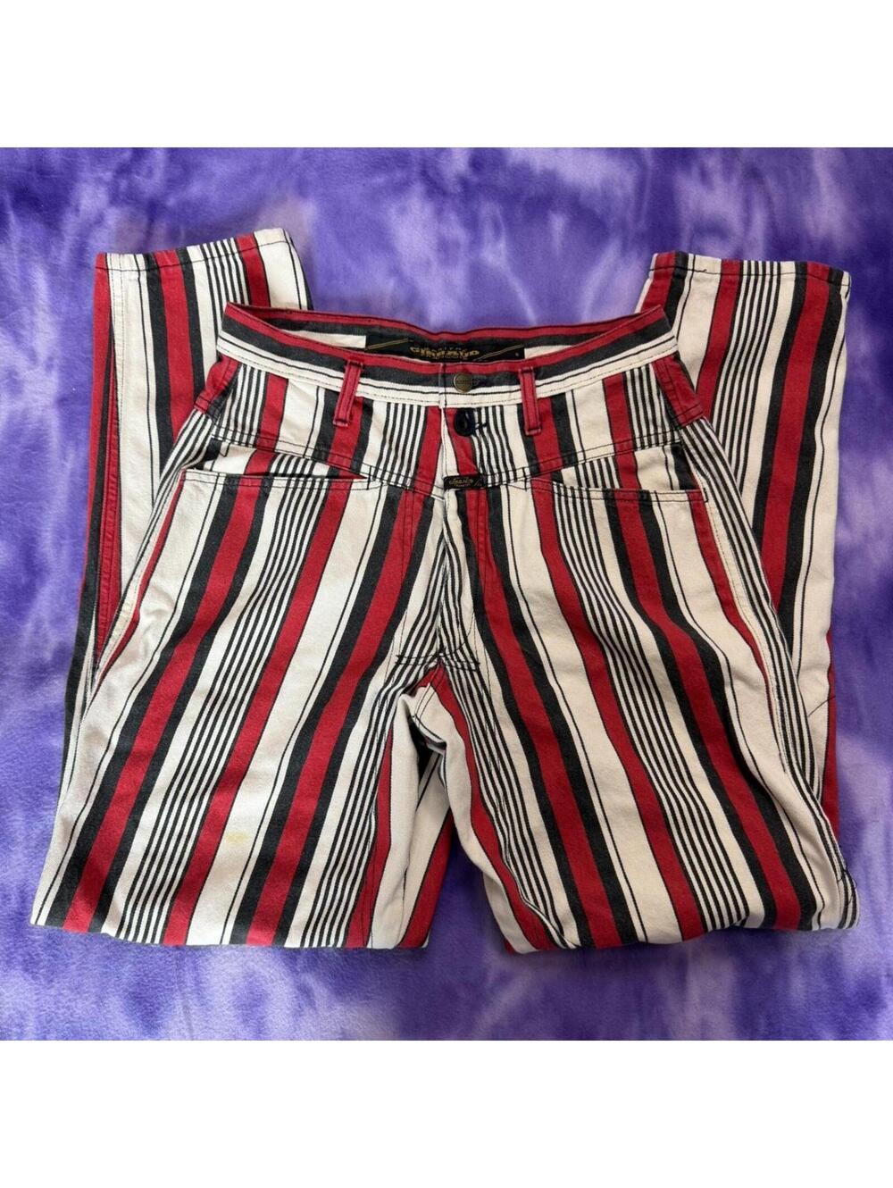 Marithé françois Girbaud striped vintage 90s jeans white red black